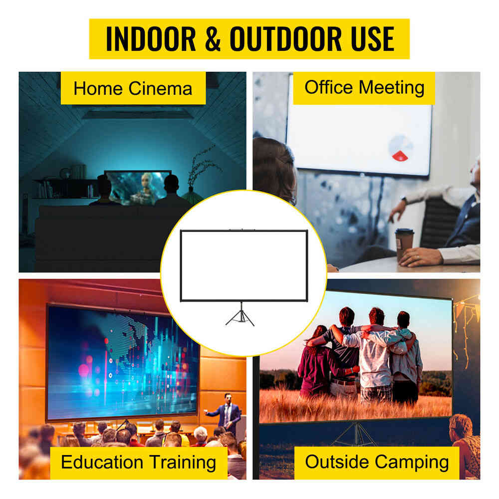 VEVOR 60” 4K HD Portable Projector Screen with Stand for Home Cinema