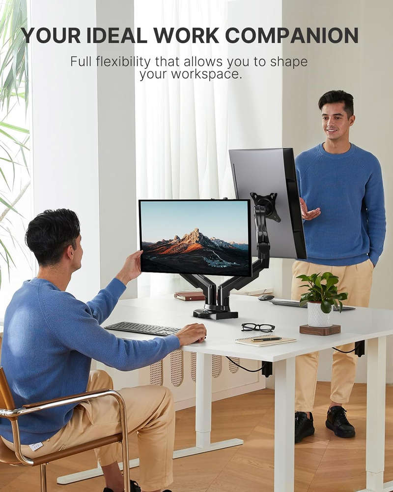 Full Adjustable Dual Monitor Stand with Swivel VESA Bracket