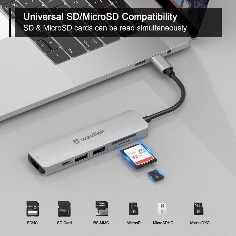 7-in-1 USB C Adapter with 60W Power Delivery and 4K HDMI Support