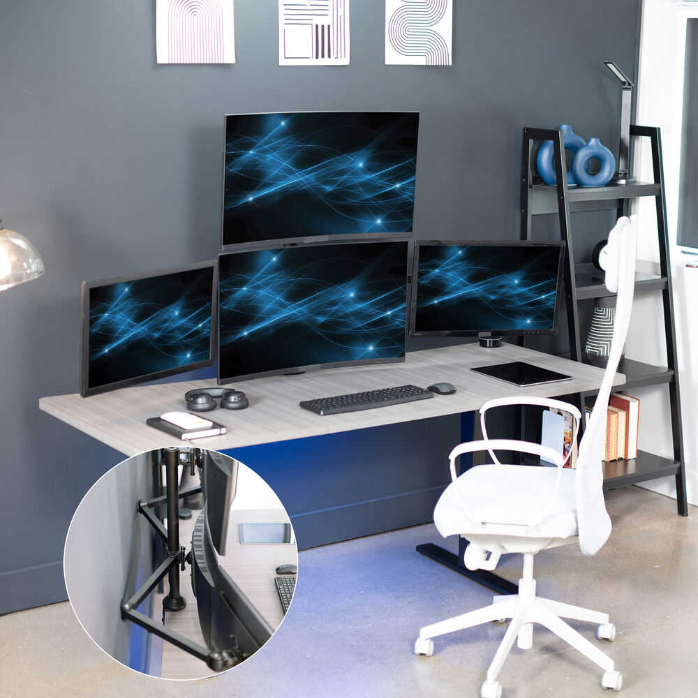 VIVO Steel Quad Monitor Desk Mount Adjustable Stand for 4 Screens up to 32 Inches