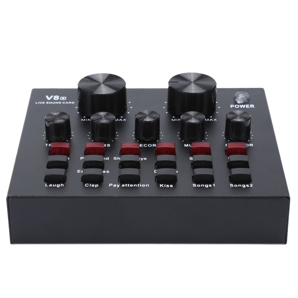 V8S Live Broadcast Sound Card with Stereo Mixer and Headset Microphone