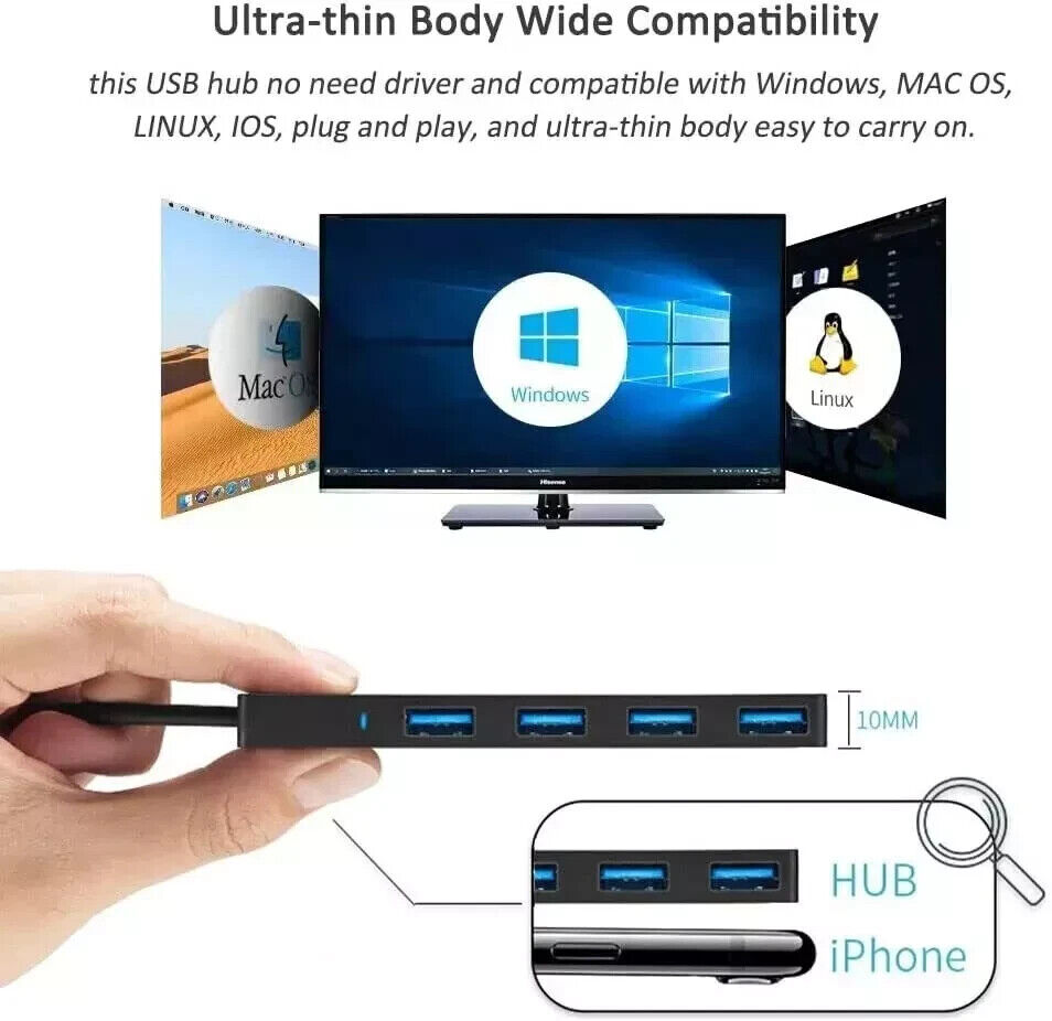 4-Port USB 3.0 Hub for Enhanced Connectivity