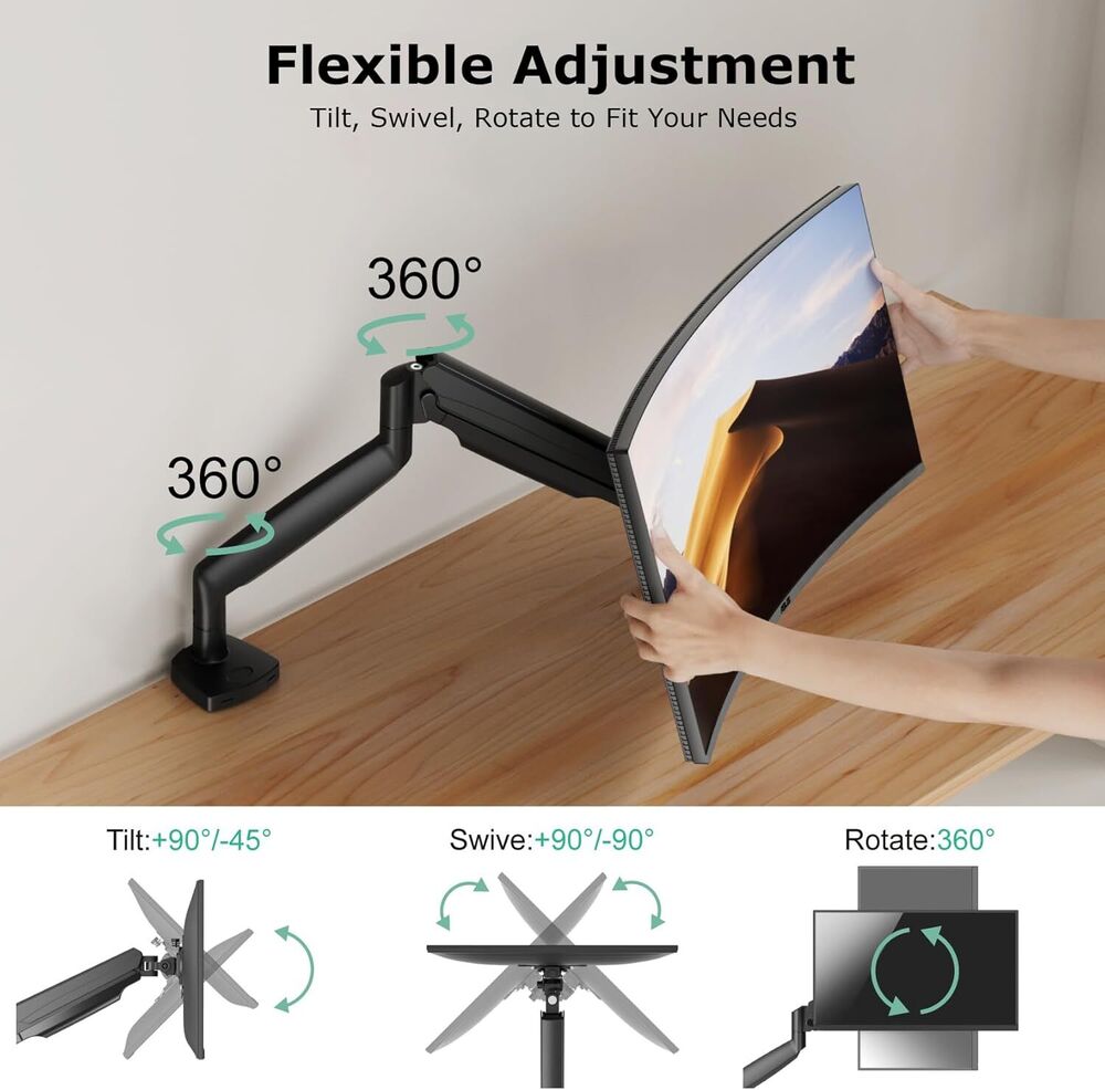 Heavy Duty Monitor Desk Mount for 13-35 Inch Ultrawide Flat/Curved Screens