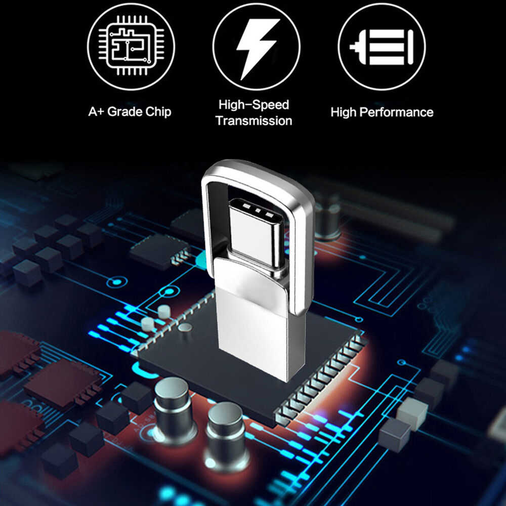 1TB & 2TB USB 3.0 Flash Drive with Dual Type-C and USB-A Connectivity for PC and Laptop